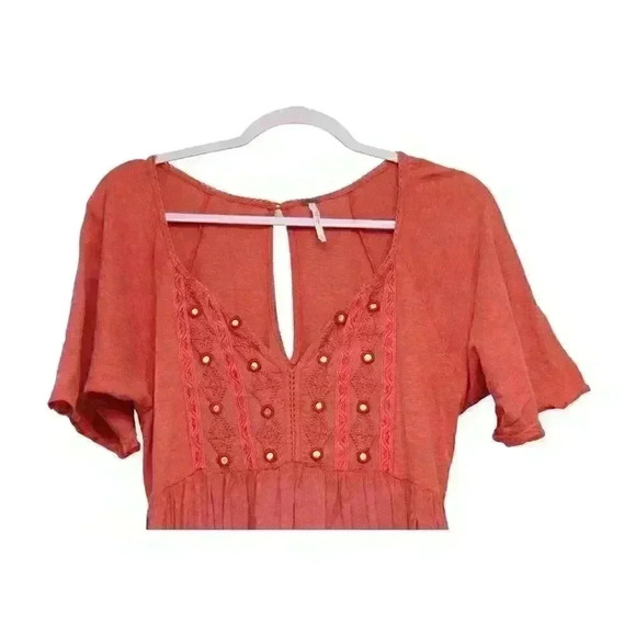 Free People Dress Size Small 100% Cotton Embroidered Flowy Lightweight Boho - Picture 2 of 13